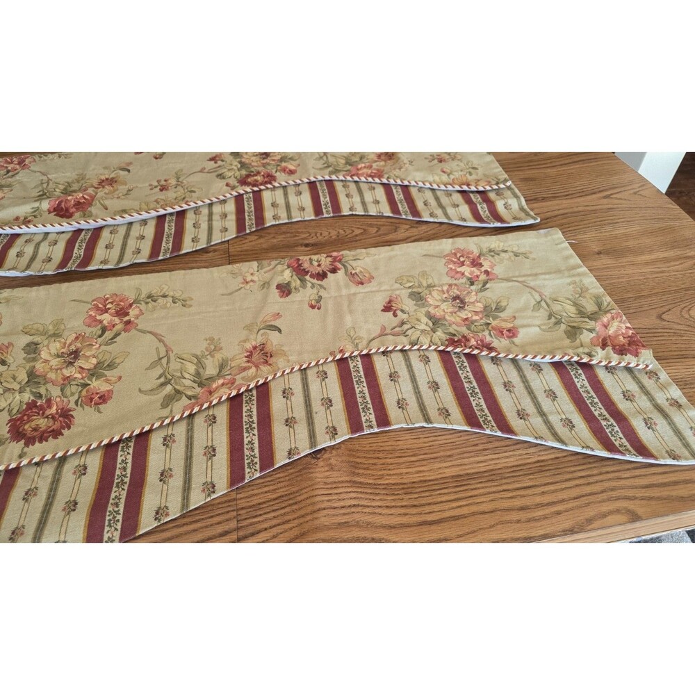 Country Curtains Floral Beige 100% Cotton Made in USA Pair 52"x14" Discontinue - Picture 5 of 8